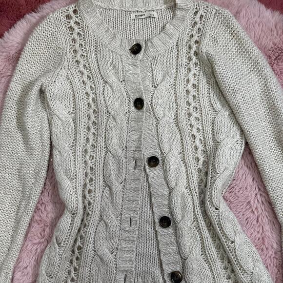 Y2k cream chunky cable knit cardigan - Picture 4 of 6